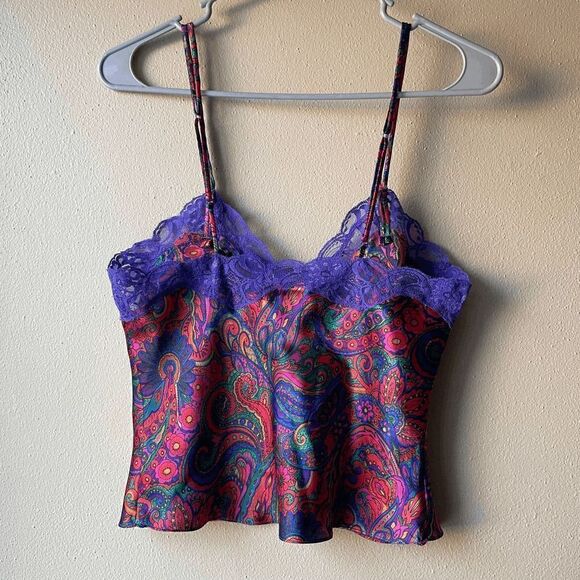 Vintage Victoria's Secret Floral Paisley Lace Camisole Tank Top Size Small - Picture 2 of 2
